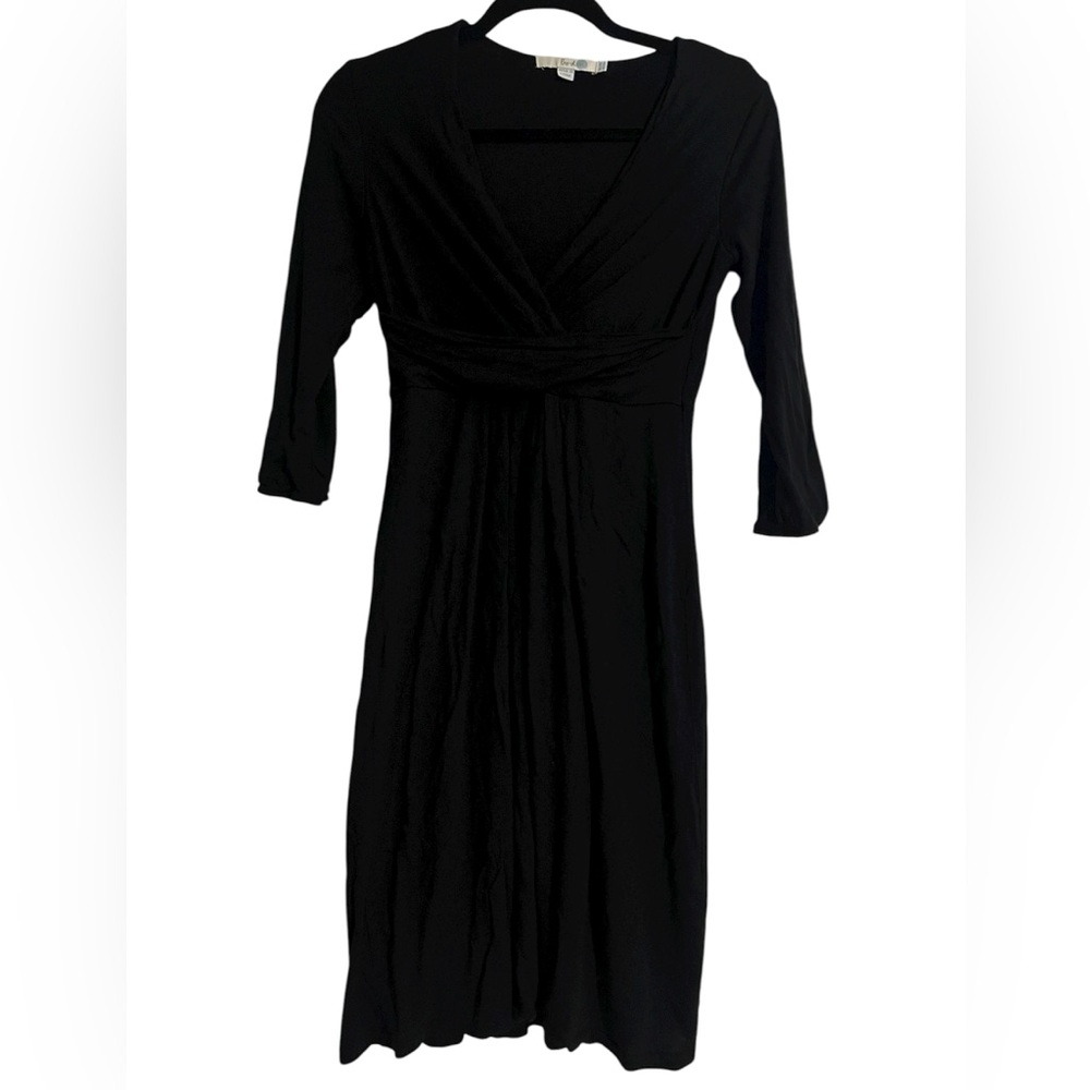 Boden Black V-Neck Knee-Length Dress
